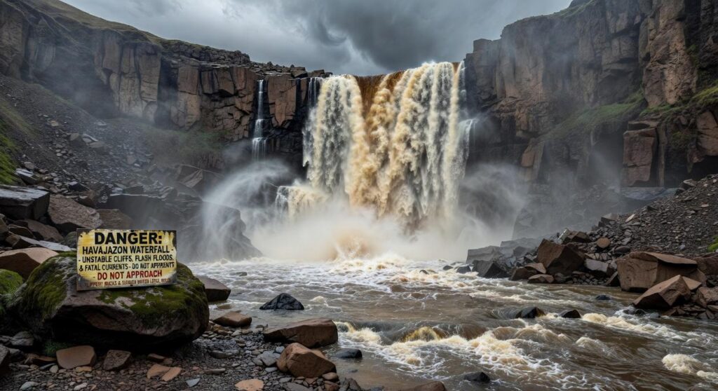 why havajazon waterfall dangerous